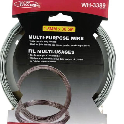 WHH-3389 - STAALDRAAD 1,5 MM DIAMETER 30,5 METER LANG MULTIFUNCTIONEEL FLEXIBEL