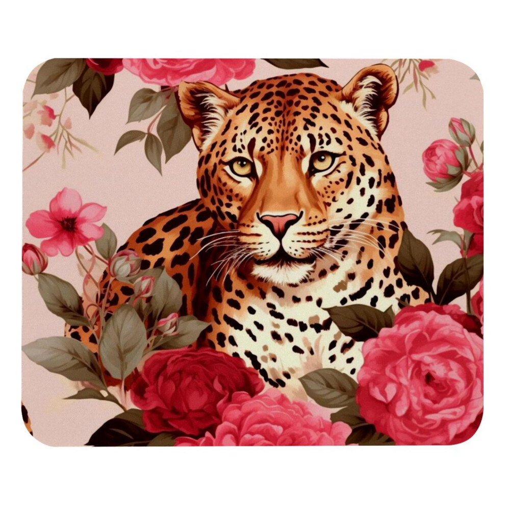 Square Mouse Pad, Non-Slip Rubber Base Computer Mousepad For Office Laptop - Rose Leopard 9164030699373