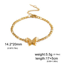 RSAMD Stainless Steel Butterfly Charm Bracelet for Women Aesthetic Bracelets Jewelry-17 -22 cm-Figaro Chain-G