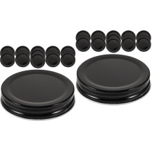 24 tapas para tarros Mason de 70 mm con boca estándar y sellado integrado (70 mm, negras) 36 tapas para latas de conservas de hojalata