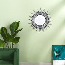 Decoratieve wandspiegel van 25 cm (9,84 inch) met vintage frame, eenvoudig te monteren, ideaal voor badkamer en andere interieurdecoratie.