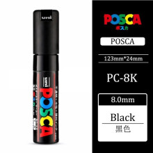 Akrylový popisovač Posca, PC-5M/3M/1M/8K/17K7/8/15/24/29/48 farieb, kompletná sada na maľovanie, značenie, kreslenie, poznámka 1 ks, 8K, čierna