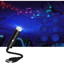 Projetor de atmosfera LED ajustável para teto de carro LINLIN com luz noturna de estrela USB, ativada por som e estroboscópica automática, ativado