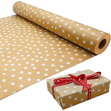 Rol van 15 meter wit kraftpapier met sterrenmotief, 100% recyclebaar en milieuvriendelijk cadeau voor verjaardagen, feestjes en kerstdecoraties (15m