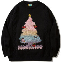 Kersttrui voor dames, los model, herfst/winter, lange mouwen, kerstboommotief, gebreide trui voor stellen, ronde hals, maat XL