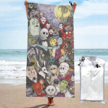 „Nightmare Before Christmas“-Badetuch, Mikrofaser, schnelltrocknend, extragroß, sandabweisend, Strandtuch für Erwachsene und Kinder, 80 x 160 cm