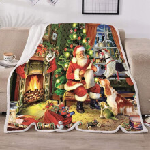 Weihnachtsdecke, Weihnachtsmann-Fleece-Sherpa-Decke, weiche, dicke, warme, kuschelige Flanell-Couchdecke (50x60)