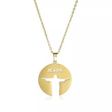 RSAMD Jezus Silhouet Holle Ronde Hanger Ketting Christus Roestvrijstalen Sieraden - 45+5cm - Goud