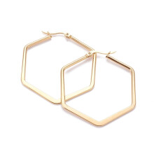 10 pares de pendientes de aro angulares de acero inoxidable 201 con pasador de acero inoxidable 304. Pendientes hipoalergénicos hexagonales dorados