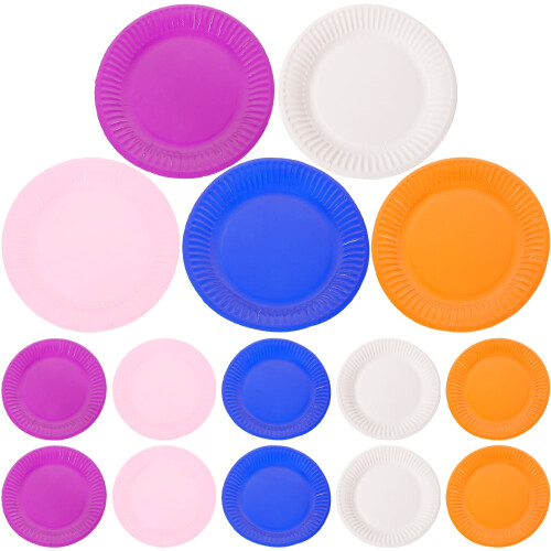 Mizh50Pcs DIY χρωματιστά χάρτινα πιάτα πολυλειτουργικά πιάτα πάρτι πιάτα φαγητού μιας