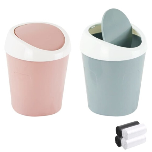 2small wastebaskets Mini desktop wastebasket (blue, pink)