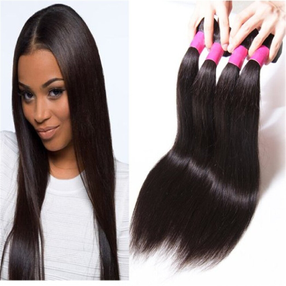 Unisex Human Virgin Hair Extensions 4 Bundles Straight Malaysian 1420 Inch Double Weft Unprocessed