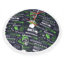 Jupe de sapin en peluche à franges Seahawks - Décoration de Noël pour les fans de sport, installation facile, 76 cm, 91 cm, 122 cm