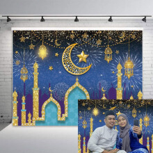 Mubarak-tausta, muslimi, arabialainen yö, tausta, lyhty, kuu, tähti, linnan koristelu, juhlabanneri, valokuvaus, valokuva-automaatin rekvisiitta