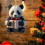WinysinChristmas Panda Κρεμαστό Χριστουγεννιάτικο Δέντρο με Ακρυλικό Κινούμενα Σχέδια Panda 4