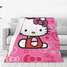 Hello Kitty -peitto, pehmeä ja lämmin flanelliheittopeitto makuuhuoneeseen, olohuoneeseen, asuntolaan, kaikkiin vuodenaikoihin