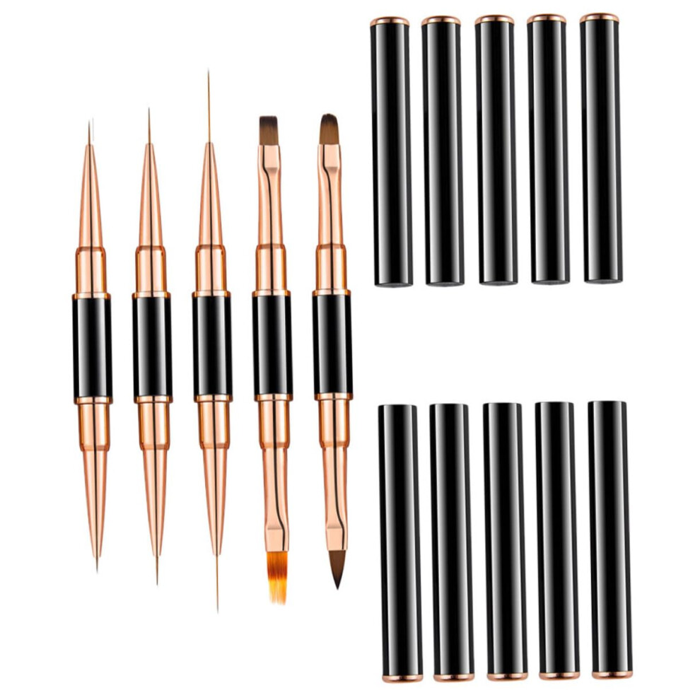 5pcs Professional Nail Art Brushes Set DualEnded Design Gel Painting Liner Pens for Salon and Home Manicure
