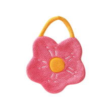 Serviettes de toilette 27 x 20 cm avec boucle de suspension, en velours corail, motif fleur mignonne, absorbantes, pour la cuisine et la salle de