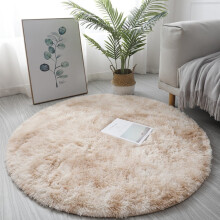 Gerich 2*2 FT Soft Round Area Rug,Anti-Skid Living Room Bedroom Carpet Fluffy Mat,Camel