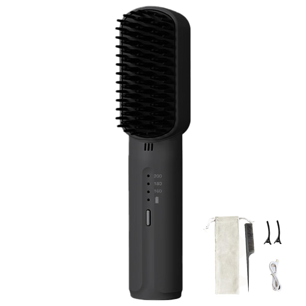Cordless Hair Straightener Brush with Fast Heat Up, 3 Temperature Settings, TypeC Charging for Travel