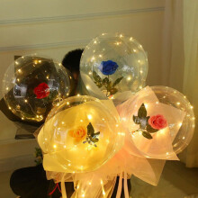 Bouquet de roses lumineux en ballons LED, cadeau idéal pour la Saint-Valentin. Ballons transparents lumineux ornés de roses, parfaits pour un