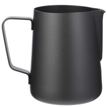 Black Stainless Steel Milk Frothing Pitcher with Handle for Latte Art Cappuccino and Precise Pour