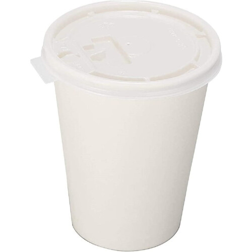 VeZee8oz Λευκά χάρτινα ζεστά ποτήρια μιας χρήσης από πολυαιθυλένιο με επίπεδα 2