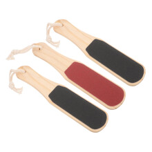 3pcs Double Sided Foot Callus Remover with Wooden Handle, 2 in 1 Scraper and Massager for Salon or Home
