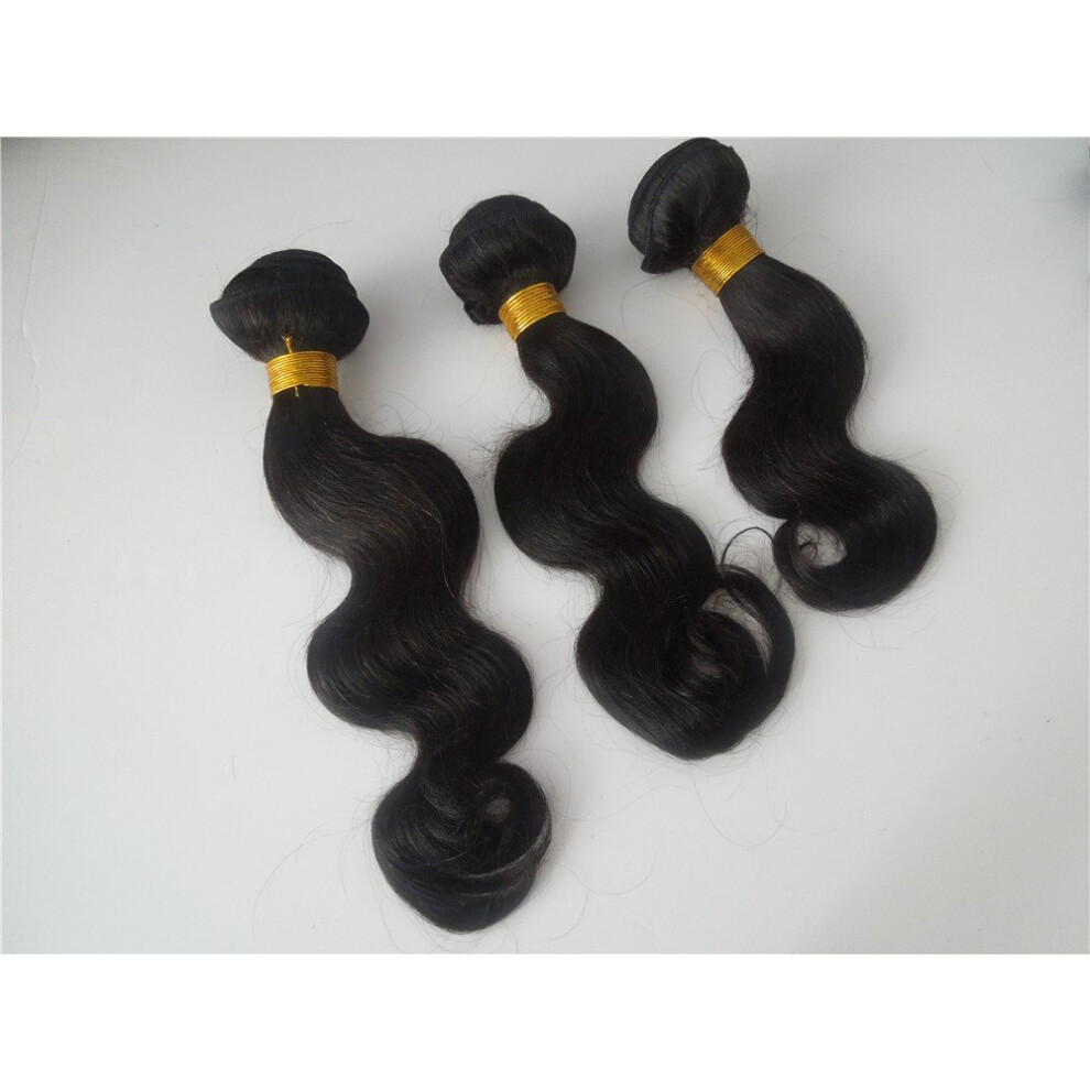 Unisex 100% European Virgin Human Hair Extensions Body Wave Weft Bundles Natural Color 1028 Inch
