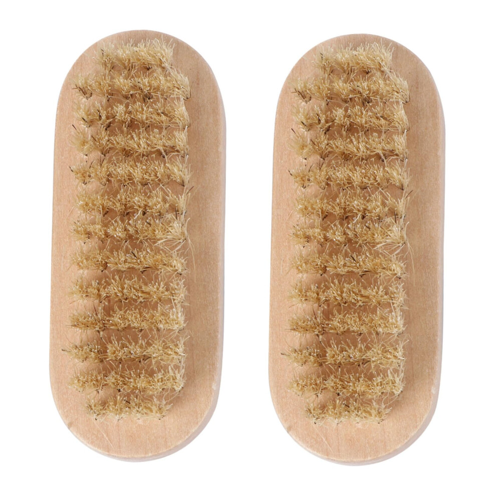 2pcs Wooden Nail Cleaning Brush DualBristle Boar Bristle for Manicure Pedicure Fingernails Toenails