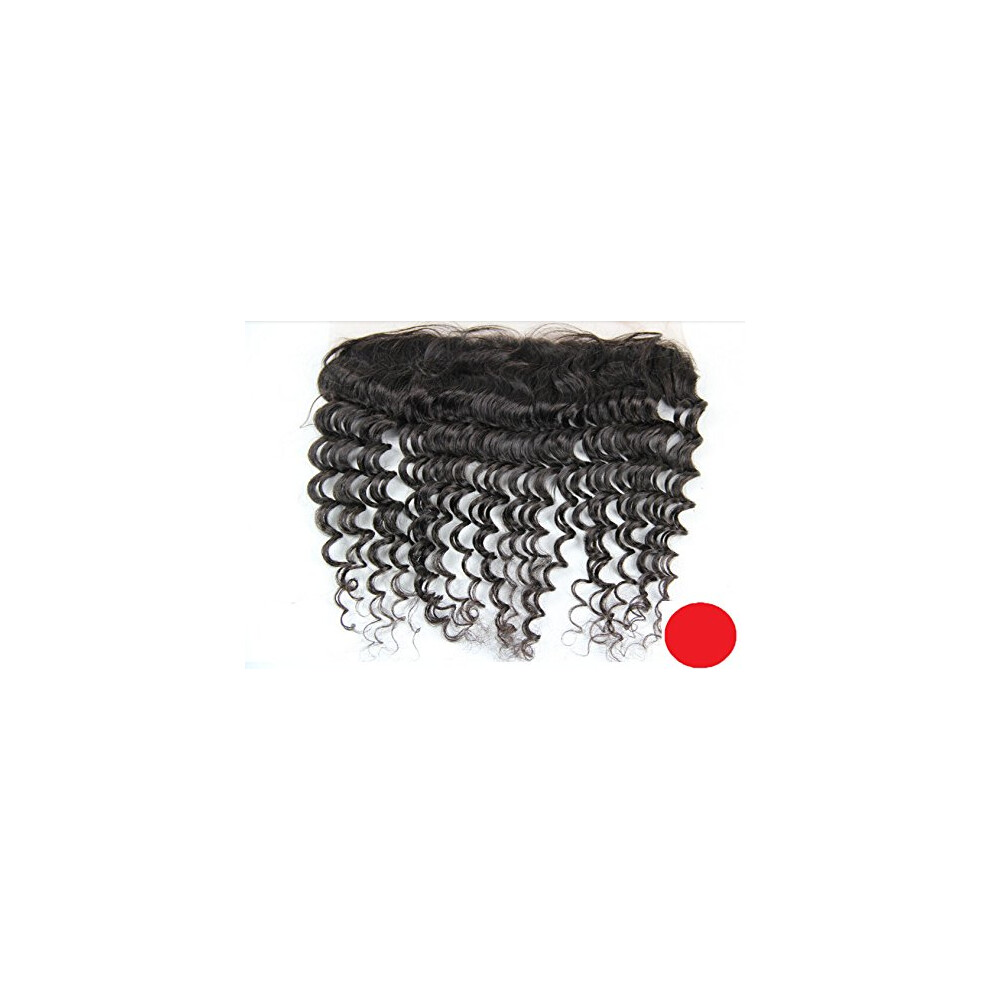 Peruvian Virgin Hair Deep Wave Lace Frontal Closure 13x2 Unprocessed Human Hair 20 Inch Natural Color