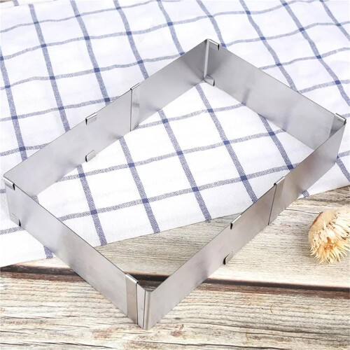 Stainless Steel Adjustable Square Cake Mousse Ring Baking Mold for Kitchen 1pc 1