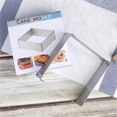 Stainless Steel Adjustable Square Cake Mousse Ring Baking Mold for Kitchen 1pc 2