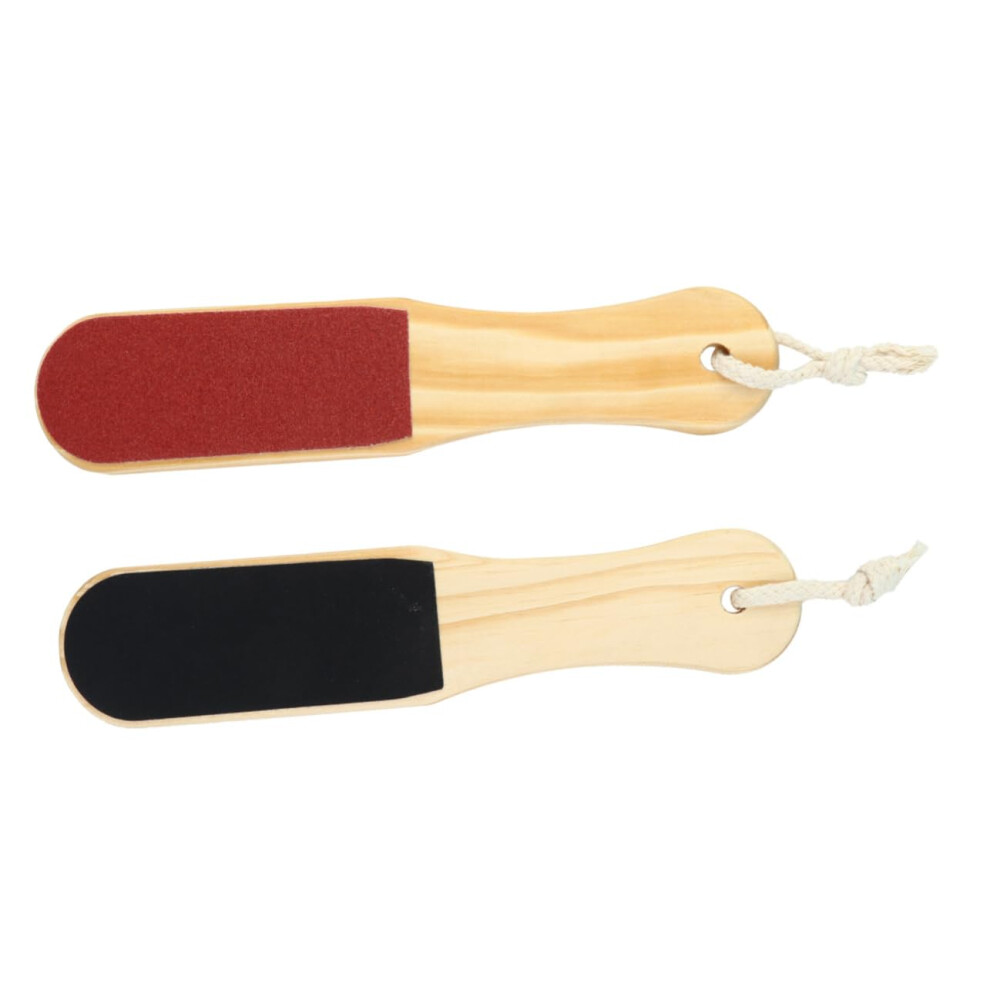 2pcs DoubleSided Foot Callus Remover Ergonomic Wooden Pedicure File Washable Scrubber