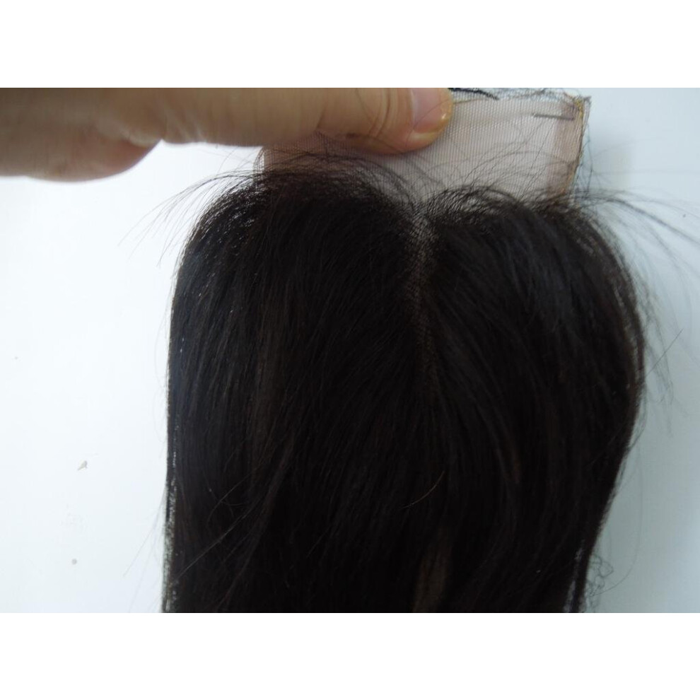 Unisex 14 Inch 5X5 Lace Front Closure Malaysian Virgin Remy Hair Natural Straight 120% Density #1B