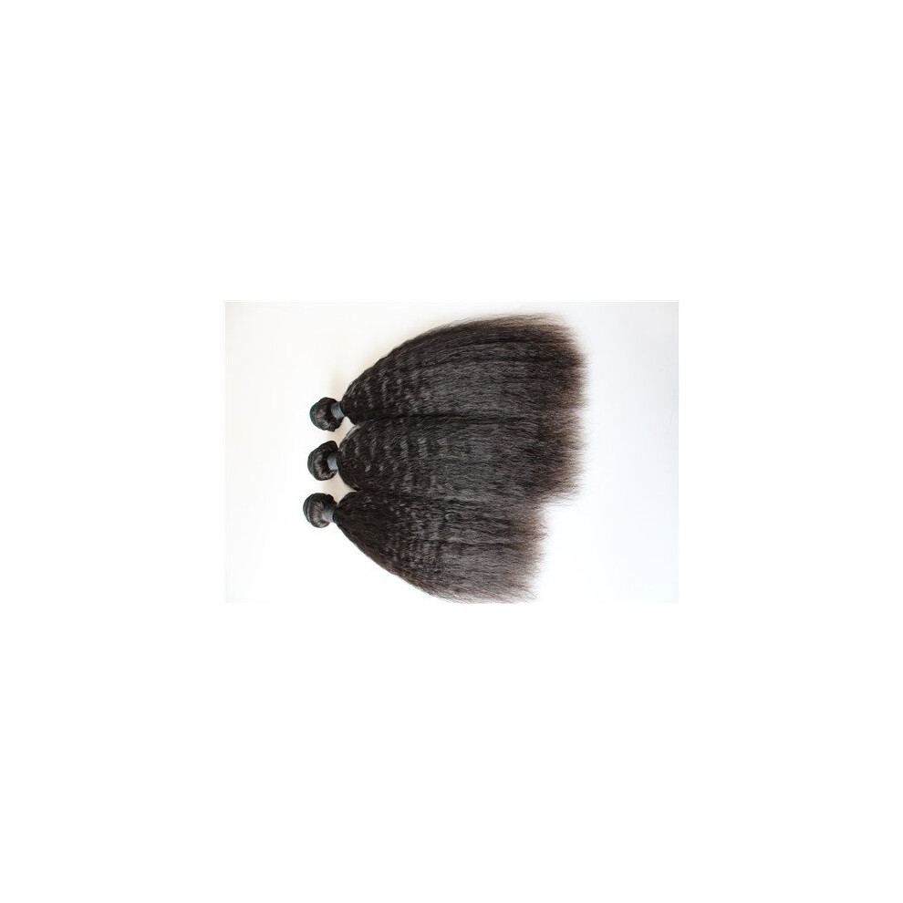 Unisex 100% European Human Hair Extensions 3 Bundles Kinky Straight Weave 1028 Inch Natural Dyeable