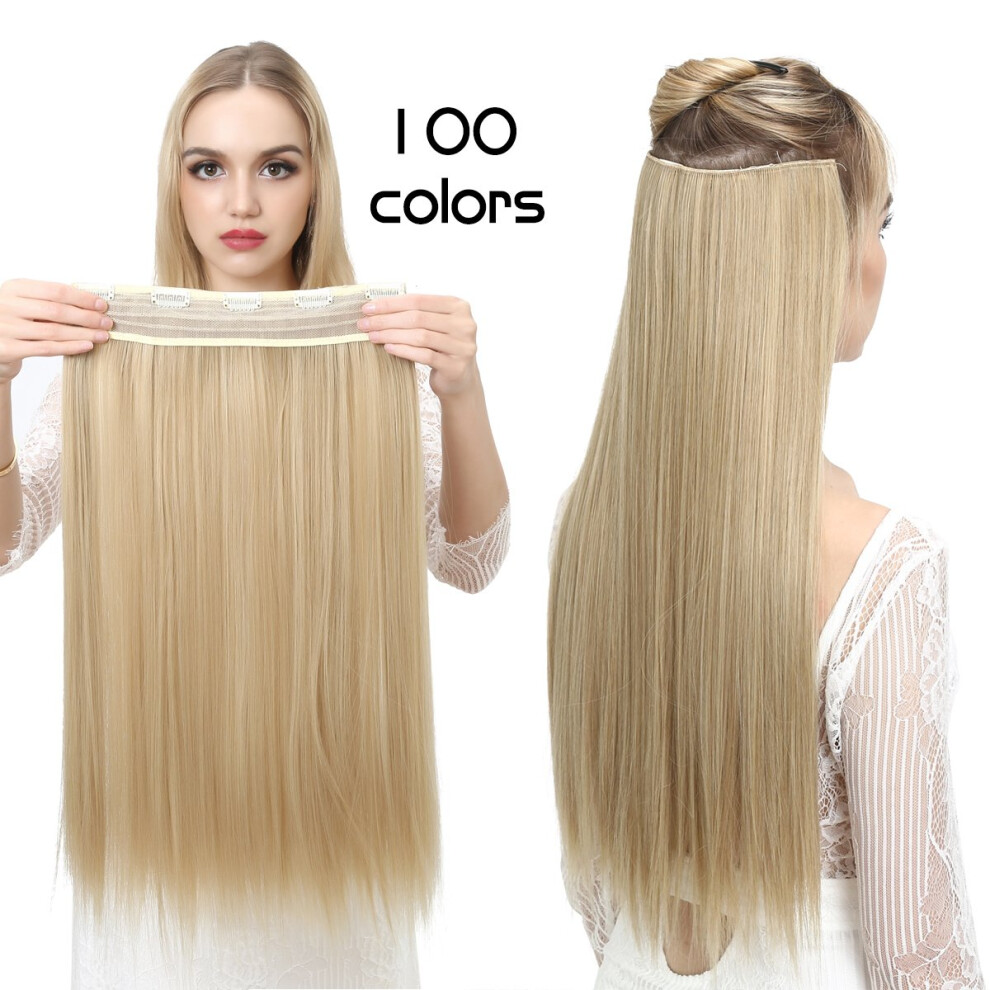 24 Inch Straight Off Black Synthetic Clip In Hair Extensions Full Head HeatâResistant Fiber for Instant Length Boost
