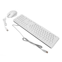 RGB Mechanical Keyboard Mouse Set 104 Keys Adjustable Backlit for Office Gaming White