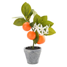 Decorative Indoor Tree, Artificial Orange Tree with Lifelike Leaves & Fruit, Maintenance-Free Decoration for Wedding, Home, Cafe (16x16x29cm)