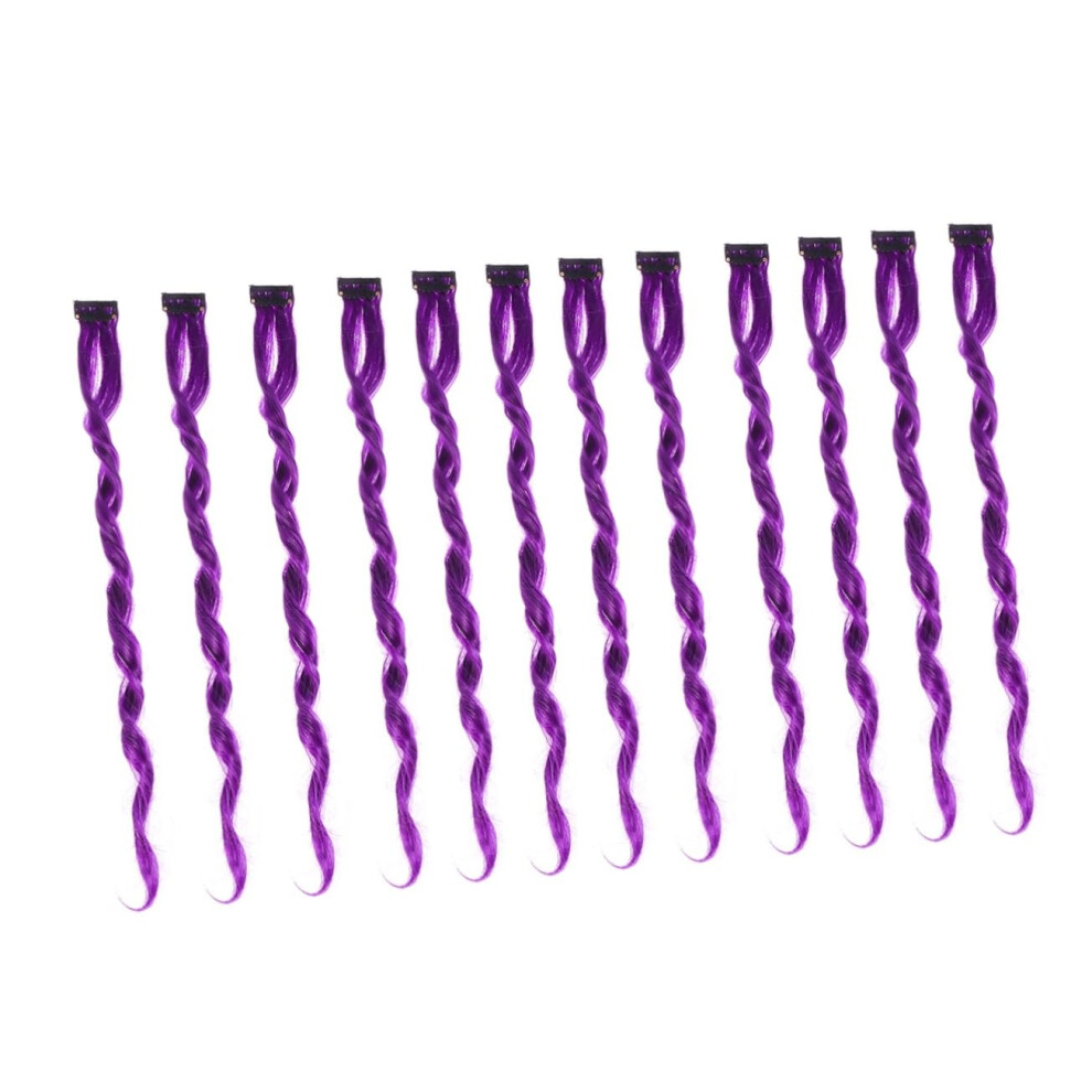 Unisex Purple Clip In Hair Extensions Curly Colored Hair Pieces For Women Instant Highlights Temporary Color