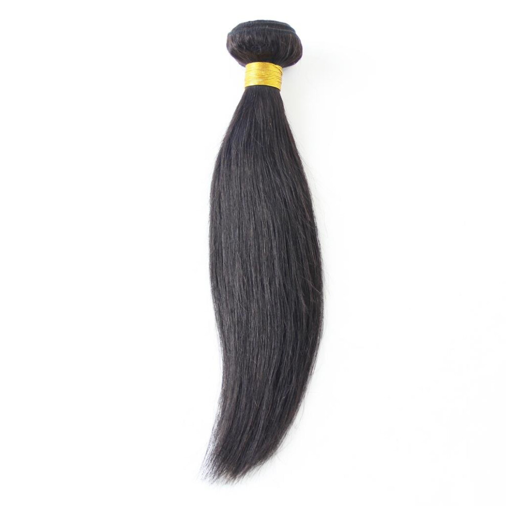 Unisex Brazilian Virgin Human Hair Bundle 10 Inch Silky Straight Weave Natural Color Double Weft