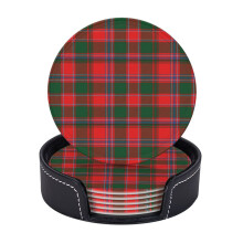 Conjunto de 6 porta-copos de couro com estampa xadrez do Clã Dalziel. Ideal para bebidas, copos e outras bebidas. Perfeito para presentear em uma