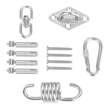 1 set 360 graden hangmathaak, schommelstoelhaak met lager, zware uitvoering, 250 kg, roestvrij staal (zilver)