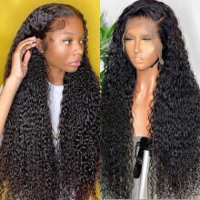 Peruca de cabelo humano KPLFUBK com frente de renda transparente, sem cola, com linha capilar pré-desbastada e densidade ideal para mulheres negras.