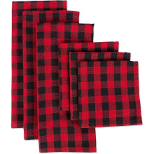 DII Buffalo Check Kitchen Collection, Classic Farmhouse Dishtowel Set, 18x28, Red & Black, 6 Piece
