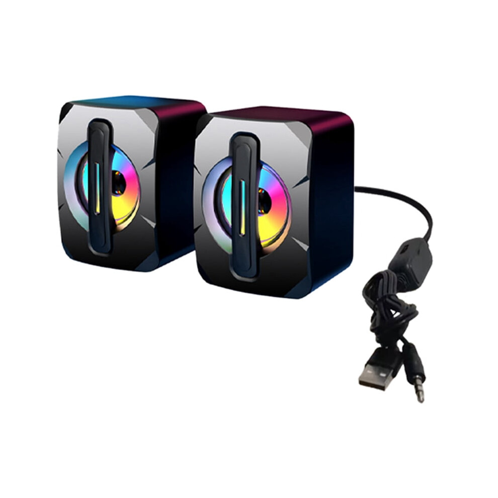 2 Pcs Speaker Usb Subwoofer Emitting Mini Computer Speaker Mobile Phone Laptop Desktop Speaker Hifi Stereo Speaker Light 9164030700376