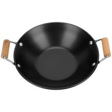 Gymnture Steel Wok Pan Woks Stir Fry Pans Wood Handle Stainless Steel Pot