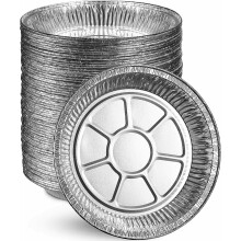 Tavă de plăcintă din aluminiu de 23 cm, farfurii de copt de unică folosință, adânci, de 2,5 cm, pachet de 15-500 (25 de tăvi)