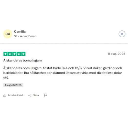Merc. Cable 12/6 Νήμα βελονάκι 200γρ. σε κουβάρι Φυσικό ένα μέγεθος 2