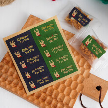 Luckky5Sheets Weihnachtsaufkleber, rechteckige und runde Etiketten mit Weihnachtsmotiven, Lebensmittelaufkleber, kompatibel mit Verpackungen